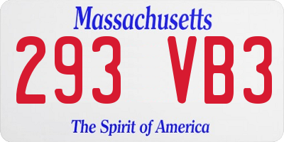 MA license plate 293VB3