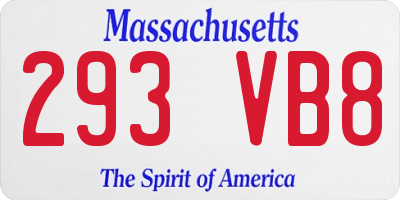MA license plate 293VB8