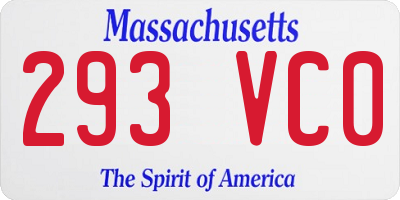 MA license plate 293VC0