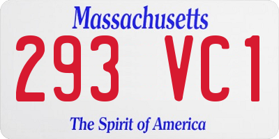MA license plate 293VC1