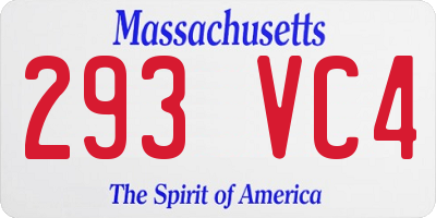MA license plate 293VC4
