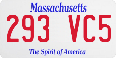 MA license plate 293VC5