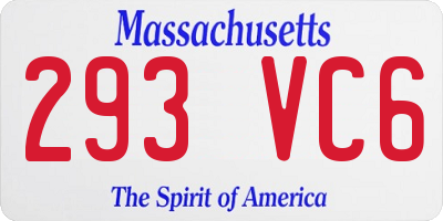 MA license plate 293VC6