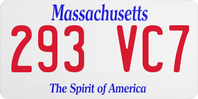 MA license plate 293VC7