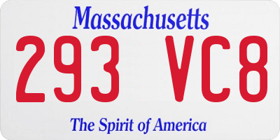 MA license plate 293VC8