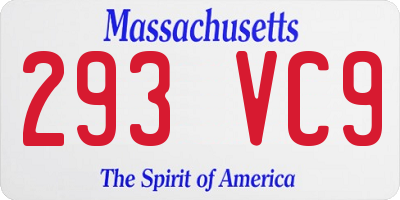 MA license plate 293VC9