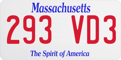 MA license plate 293VD3