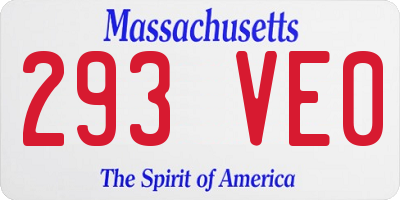 MA license plate 293VE0