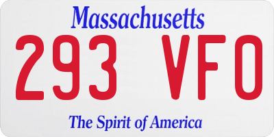 MA license plate 293VF0