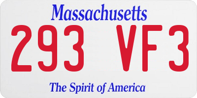 MA license plate 293VF3