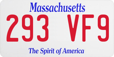 MA license plate 293VF9