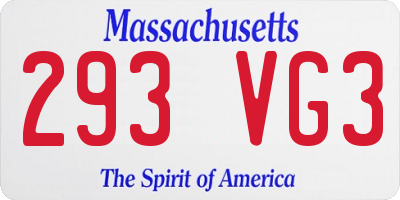 MA license plate 293VG3