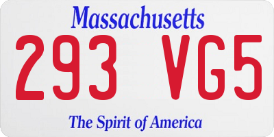 MA license plate 293VG5