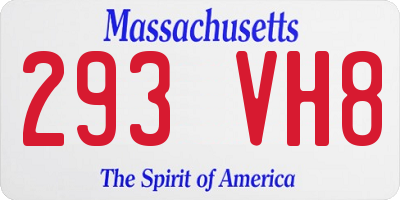 MA license plate 293VH8