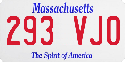 MA license plate 293VJ0