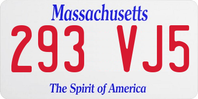 MA license plate 293VJ5