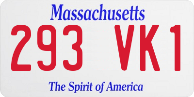 MA license plate 293VK1