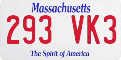 MA license plate 293VK3