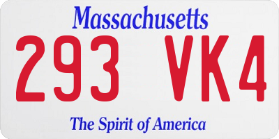 MA license plate 293VK4