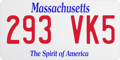 MA license plate 293VK5