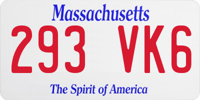 MA license plate 293VK6