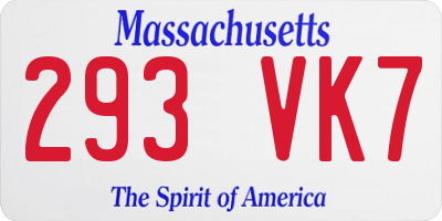 MA license plate 293VK7