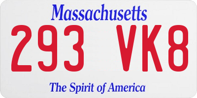 MA license plate 293VK8