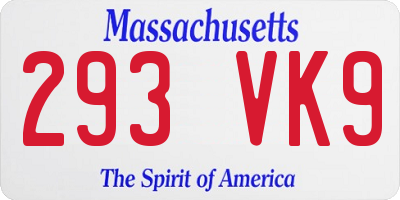 MA license plate 293VK9
