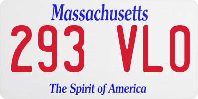 MA license plate 293VL0