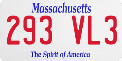 MA license plate 293VL3