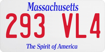 MA license plate 293VL4