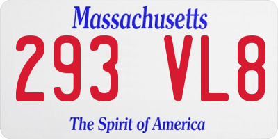 MA license plate 293VL8