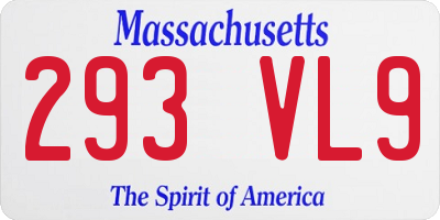 MA license plate 293VL9
