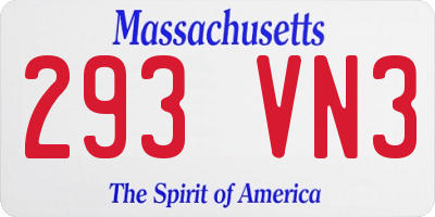 MA license plate 293VN3