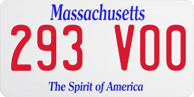 MA license plate 293VO0