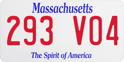 MA license plate 293VO4