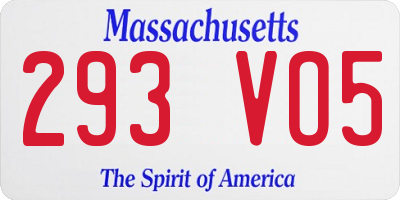 MA license plate 293VO5