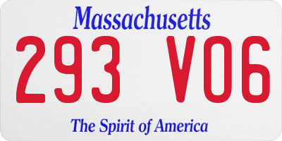 MA license plate 293VO6