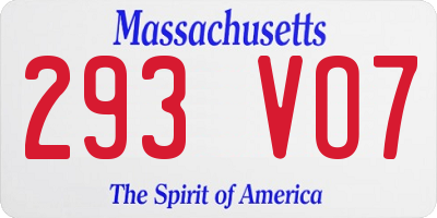 MA license plate 293VO7