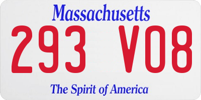 MA license plate 293VO8