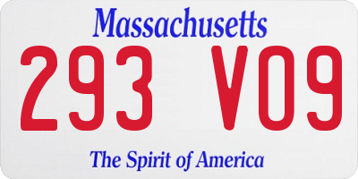 MA license plate 293VO9