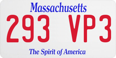 MA license plate 293VP3