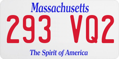 MA license plate 293VQ2