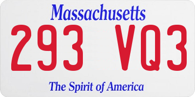 MA license plate 293VQ3