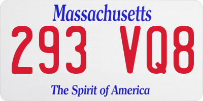 MA license plate 293VQ8