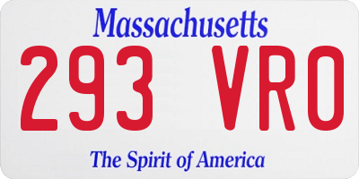 MA license plate 293VR0