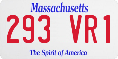 MA license plate 293VR1