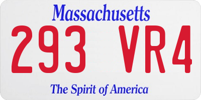 MA license plate 293VR4