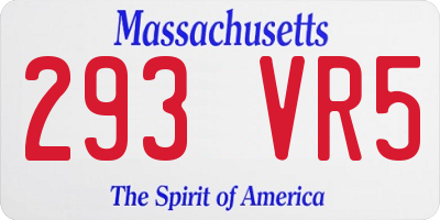 MA license plate 293VR5