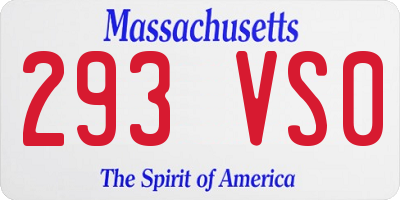 MA license plate 293VS0